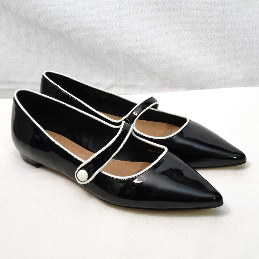 Tahari Size 8m Black Mary Jane Flats Pointed Toe Women’s
